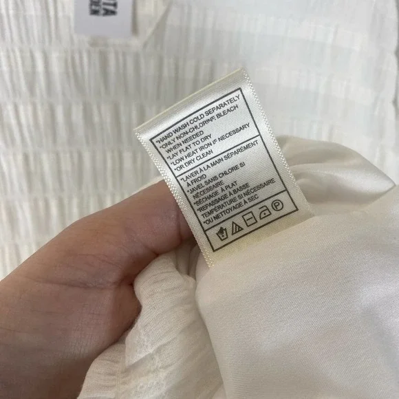 Bb Dakota Steve Madden White Textured Puff Sleeve Mini Dress size Small - Picture 8 of 8